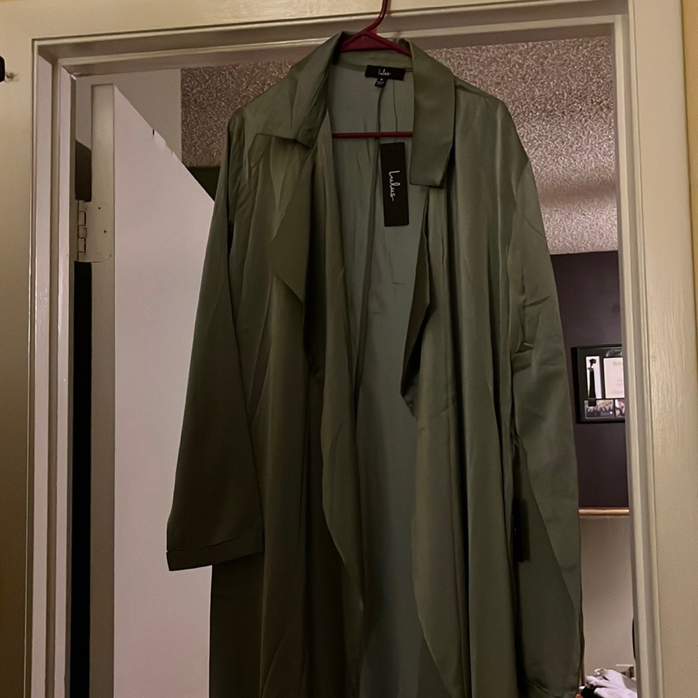Lulu’s Being Chic Sage Green Satin Duster